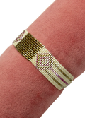 POWDER Beaded Bracelet Medium - Pink Diamonds & Gold Bar