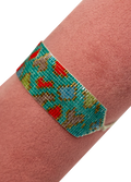 POWDER Beaded Bracelet Wide - Leopard, Aqua