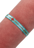 POWDER Beaded Bracelet Narrow — Aqua & Gold with Diamond