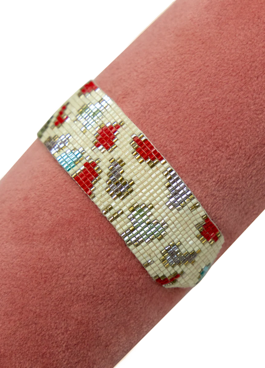 POWDER Beaded Bracelet Wide - Leopard, Cream