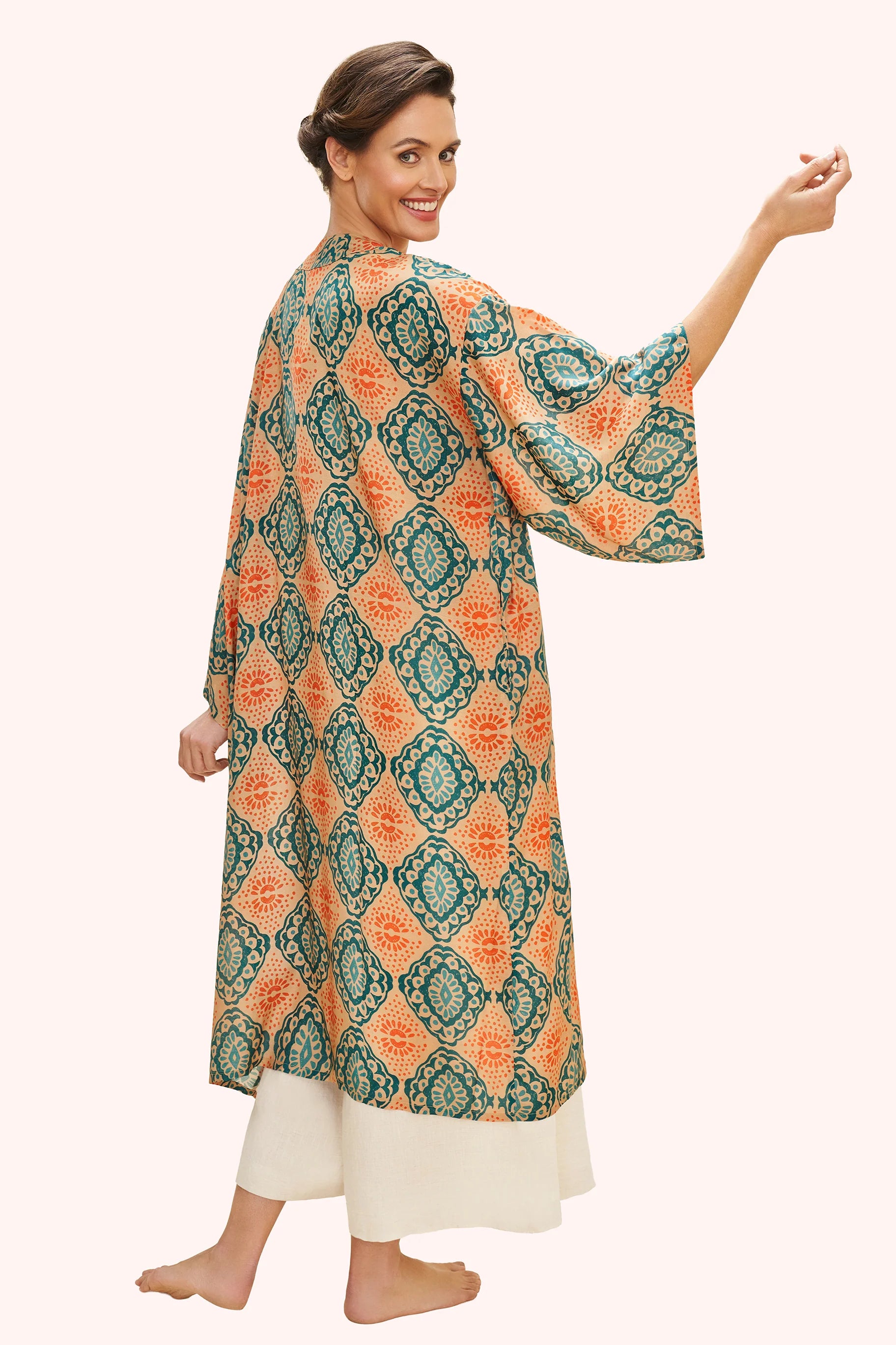 POWDER Cream Batik Kimono Gown