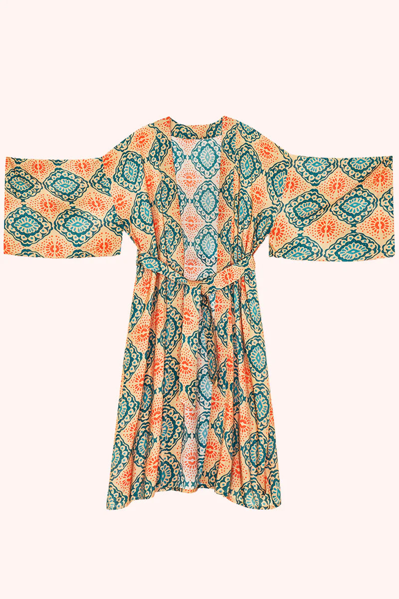 POWDER Cream Batik Kimono Gown