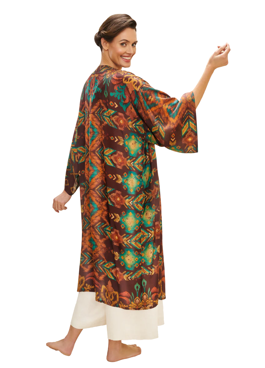 POWDER Chocolate Ikat Kimono Gown