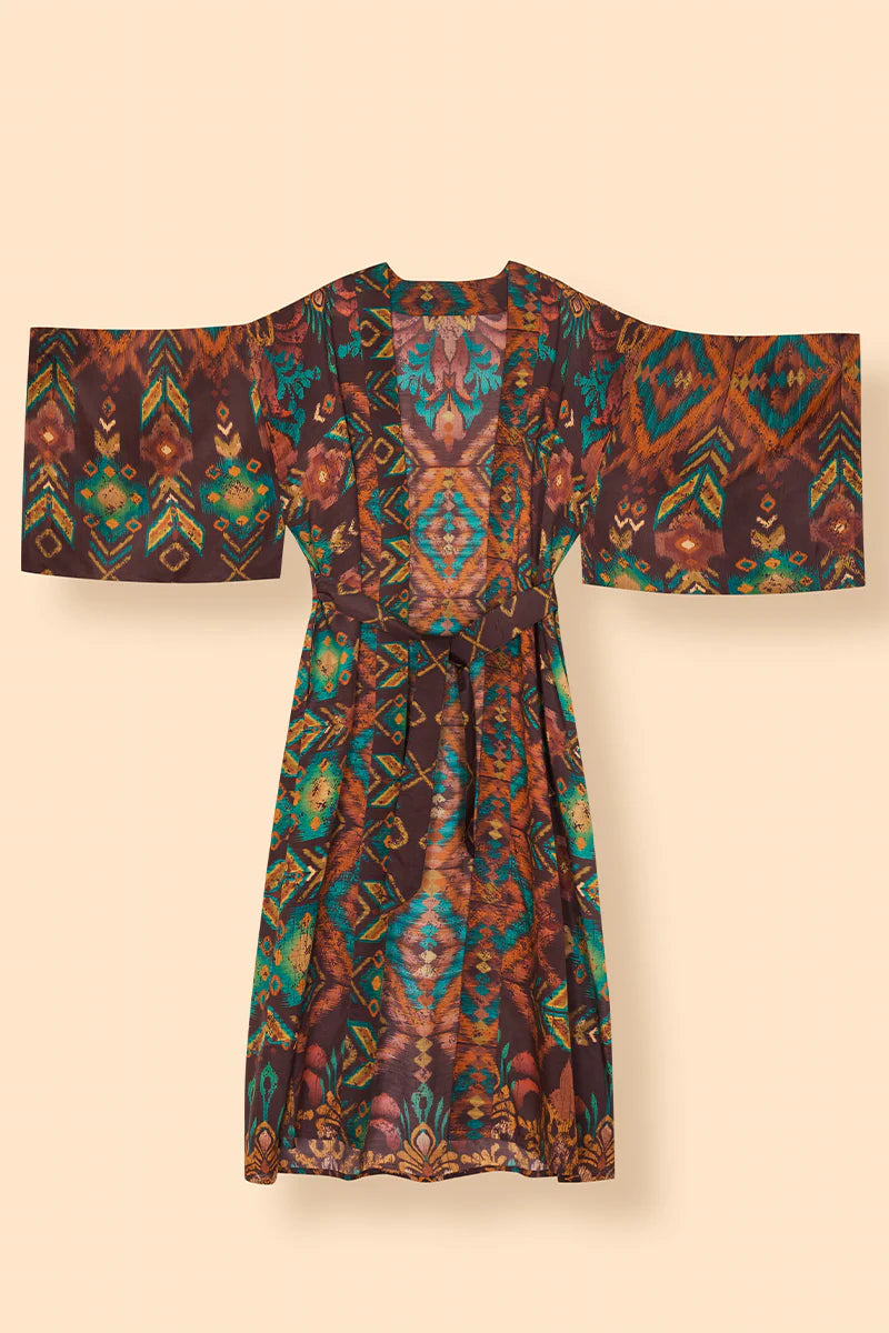 POWDER Chocolate Ikat Kimono Gown
