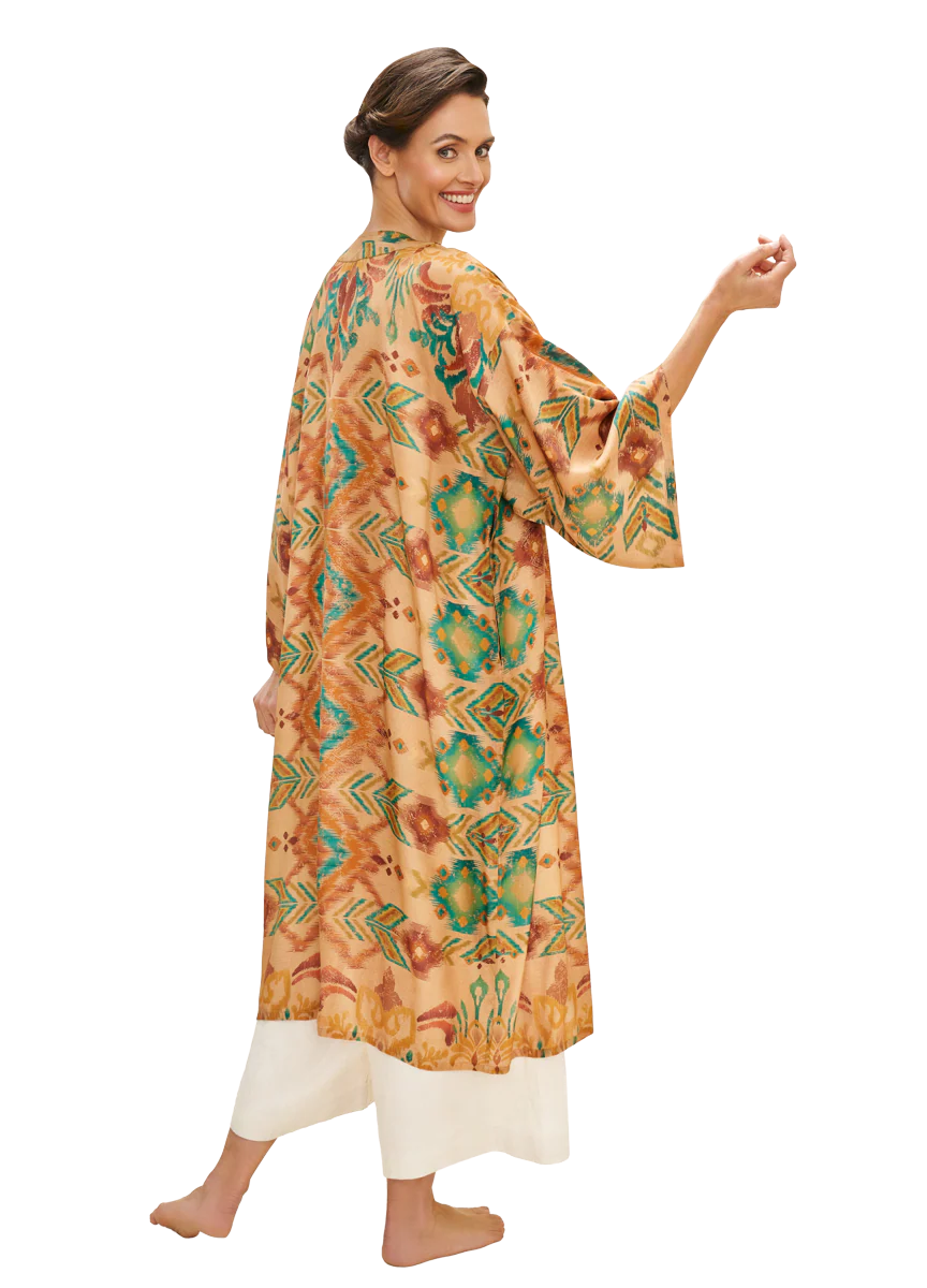 POWDER Warm Cream Ikat Kimono Gown