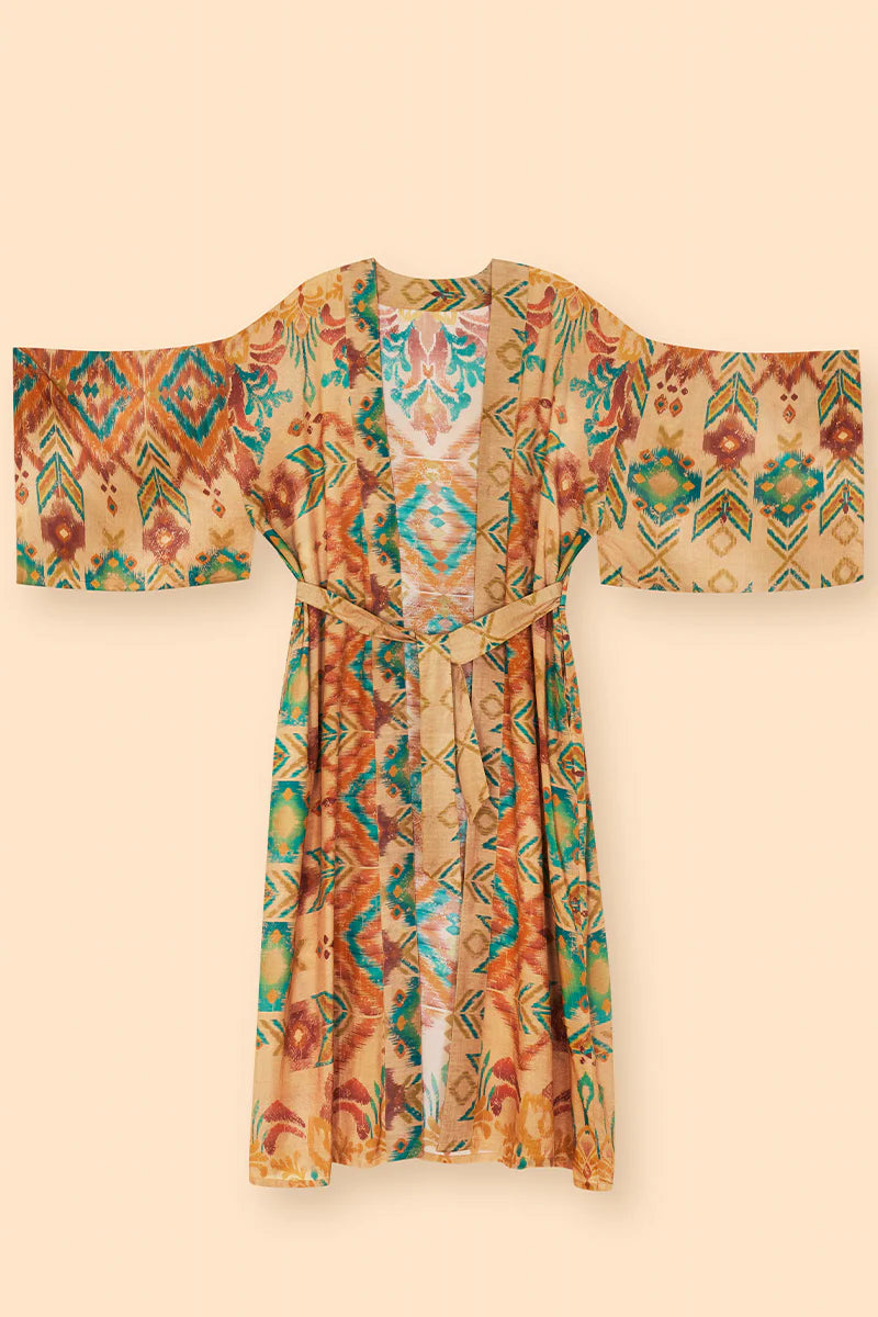 POWDER Warm Cream Ikat Kimono Gown