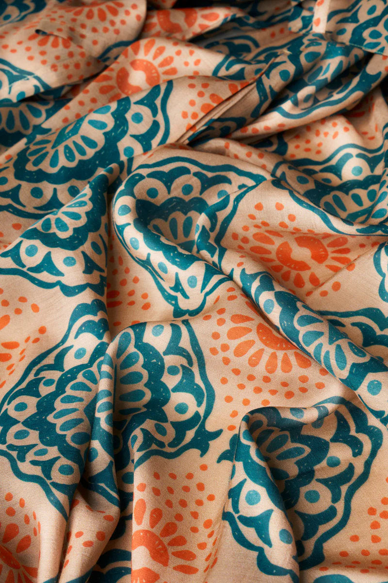 POWDER Cream Batik Kimono Gown